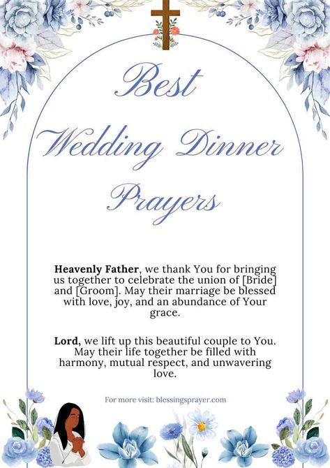 Wedding Dinner Prayers Wedding Reception Dinner Prayers, Wedding Grace Before Meals, Wedding Prayer Dinner, Wedding Blessings Prayers, Wedding Meal Prayer, Friends Bible Verse, Marriage Verses, Dinner Prayer, Jesus Quotes Inspirational