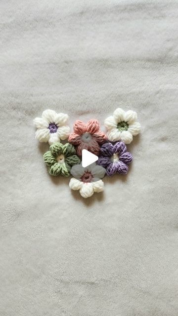 Puff Flower Crochet Sweater, Flower Puff Crochet Bag, Puff Stitch Flower Crochet, Crochet Flowers For Headbands, Crochet Puff Stitch Flower, Crochet Sweater With Flowers, Puff Flower Crochet Blanket, Puff Flower, Flower Pattern Crochet