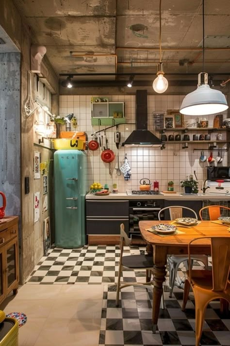 17 Funky Kitchen Ideas You Will Love! - My Decor Inspo Kitchen Ideas Funky, Small Eclectic Kitchen Ideas, Maximal Interior Design, Hipster House Decor, Apartment Decor Funky, Funky House Ideas, Funky House Aesthetic, Funky House Interior, Funky House Decor Interior Design