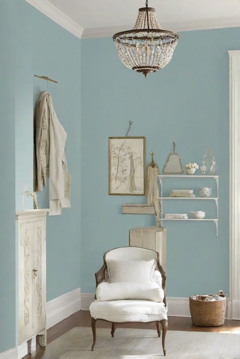 Wythe Blue, Wall Paint, Westpear Interiors, Home Decor Blue Wall Paint, Paint 2024, Historic Paint Colours, Best Wall Paint, Wythe Blue, Wall Paint Color, Light Oak Floors, Aqua Walls, Blue Painted Walls