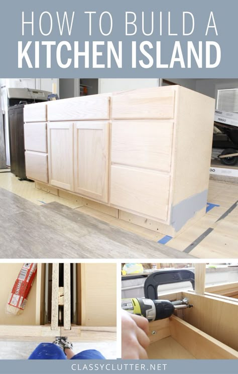 Easy Diy Kitchen Island, Build A Kitchen Island, Build Kitchen Island, Custom Island, Kitchen Island Cabinets, Best Kitchen Design, Kitchen Island Plans, Building A Kitchen, Stock Cabinets