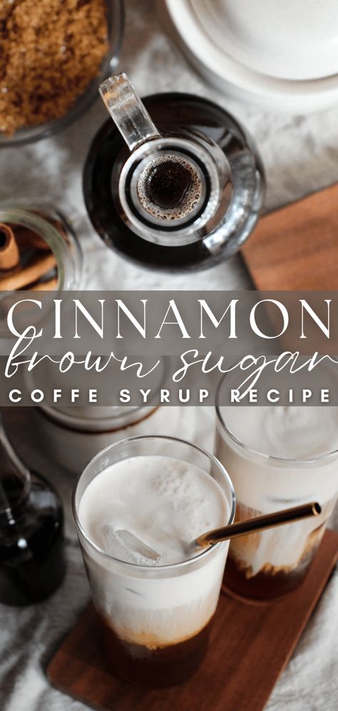 Cinnamon Brown Sugar Coffee Syrup Recipe - The Simple Homeplace Brown Sugar Coffee Syrup, Brown Sugar Simple Syrup Recipe, Coffee Syrup Recipe, Brown Sugar Coffee, Vanilla Syrup For Coffee, Brown Sugar Simple Syrup, Homemade Coffee Syrup, Cinnamon Simple Syrup, Nespresso Recipes