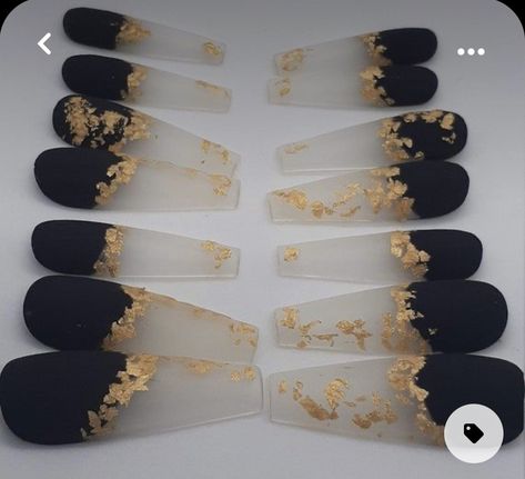 Gold Foil Nails, Black Gold Nails, Nails Holiday, Gel Press On Nails, Nails Matte, Rose Gold Nails, Gel Press, Foil Nails, Accent Nails