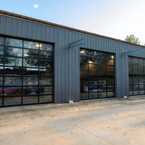 Metal Commercial Buildings, Commercial Metal Building Exterior, Commercial Metal Building Designs, Industrial Building Exterior, General Steel Buildings, Warehouse Office Design, Industrial Building Design, Residential Steel Buildings, Commercial Steel Buildings