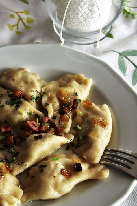 Meat Pierogi | Polonist Sausage Pierogies, Pierogi Filling, Polish Pierogi, Perogies Recipe, Polish Foods, Chorizo And Potato, Pierogi Recipe, Polish Heritage, European Recipes