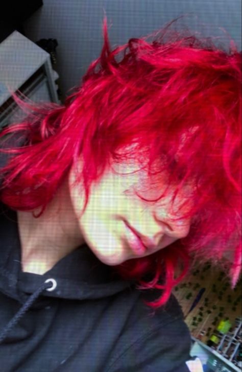 emo boy red hair messy Red Alt Hair, Red Fluffy Hair, Guy With Red Hair, Red Hair Emo, Messy Red Hair, Red Hair Guy, Red Hair Cosplay, Red Haired Boy, Trans Boy Haircut