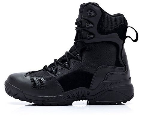 Example of the type of boots a SWAT Officer might wear. I will be using this type of boot for inspiration when I create mine for my character. Swat Officer, Military Desert, Leather High Boots, Combat Shoes, Military Tactical Boots, Tactical Shoes, Army Boots, Mens Winter Boots, Men’s Boots