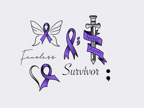 Dv Survivor Tattoo, Domestic Survivor Tattoo, Dv Tattoo, Survivor Tattoo, Awareness Tattoo, Ribbon Tattoos, Healing Tattoo, Tattoo Reference, Tattoos For Kids