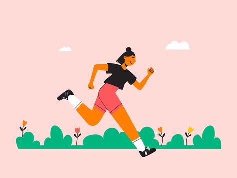 Exercise Illustration Art, Girl Running Drawing, Runner Illustration, Running Drawing, Running Illustration, Running Vector, Running Cartoon, Run Art, Person Running