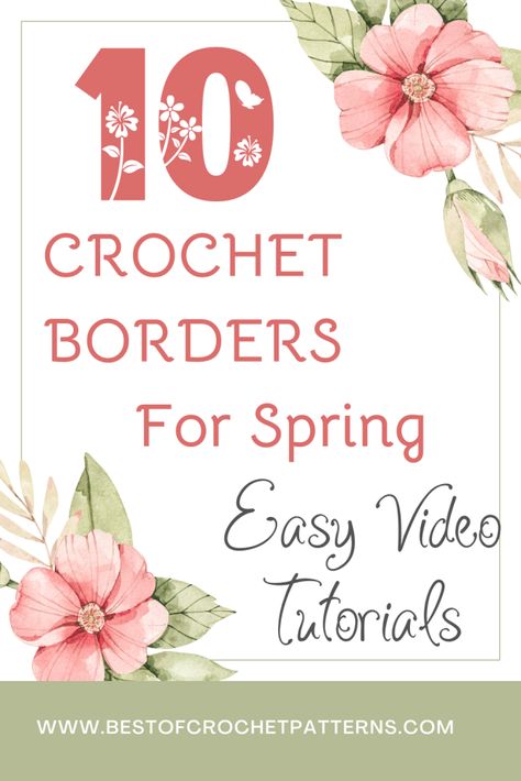 Embrace spring with easy crochet border patterns! Learn to add beautiful hearts, flowers, and more to your projects with the step-by-step video tutorials. Perfect for beginners looking to refresh their crochet work. Click to learn more! Crochet Flower Border Pattern, Flower Crochet Border, Crochet Flower Border, Easy Crochet Border, Border Patterns, Crochet Border Patterns, Beautiful Hearts, Crochet Border, Crochet Flowers Easy