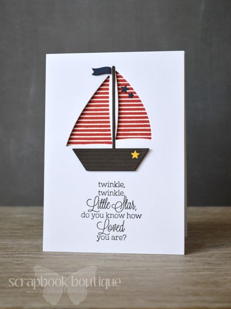 Twinkle Boat Card, Nautical Cards, Ship Boat, Boy Cards, Mft Stamps, Birthday Cards Diy, Reading Time, Male Cards, Masculine Cards