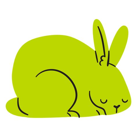 Rabbit Illust, Rabbit Graphic Design, Rabbit Illustration Design, Sleeping Illustration, Mamma Bear, Rabbit Png, Green Rabbit, Rabbit Drawing, Sleeping Animals