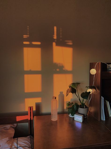 sunset, golden hour, sunlight aesthetic, aesthetic room, plants, bedroom, dorm room Aesthetic Room Plants, Sunlight Aesthetic, Plants Bedroom, Room Plants, Aesthetic Desk, Bedroom Dorm, Aesthetic Aesthetic, Dream Rooms, Aesthetic Room