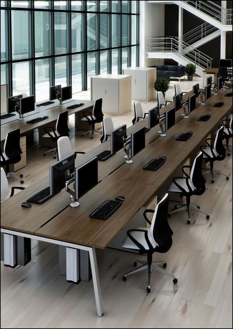 Office Design Ideas Business Corporate, Office Interior Design Modern Corporate, Journalism Writing, Computer Lab Design, Workstation Design, Coworking Design, Office Layout Plan, Writing Classroom, Bench Desk