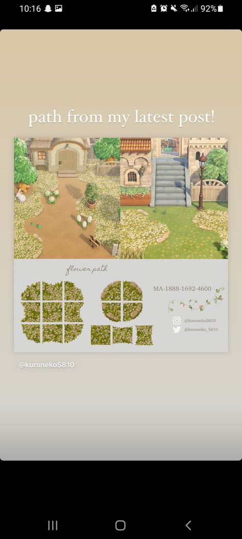 Acnh Flower Code, Flower Path, Animal Crossing Wild World, Path Design, Island Decor, New Animal Crossing, Animal Crossing Game, Minecraft Designs, English Garden