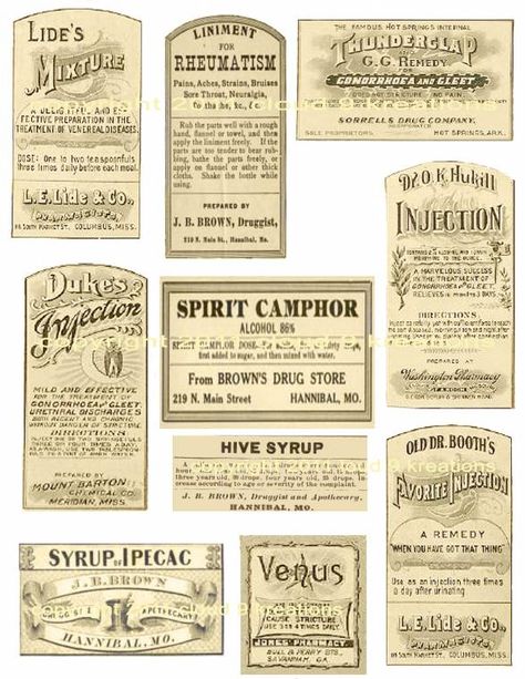 Printable+Vintage+Medicine+Labels Vintage Medicine Bottle, Apothecary Labels, Etiquette Vintage, Postal Vintage, Free Vintage Printables, Halloween Labels, Paper Items, Medicine Bottles, Free Labels