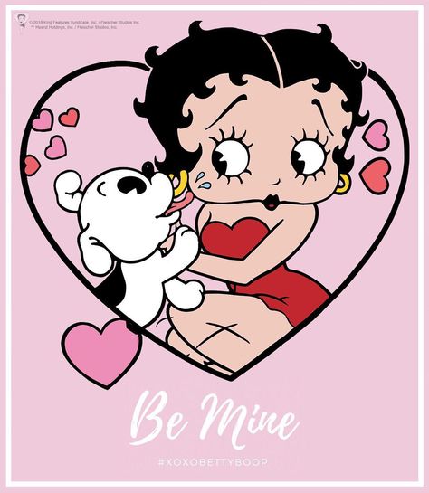 Betty Boop And Pudgy, Valentine Cartoon, Valentines Day Cartoons, Betty Boop Art, Betty Boop Pictures, Classic Cartoon Characters, Valentine Clipart, Valentines Wallpaper, Valentines Greetings