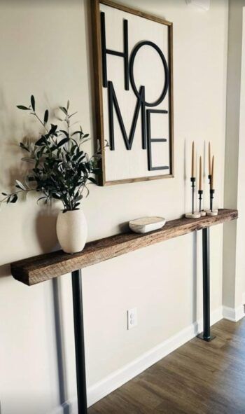 Picture of Most Stylish Narrow Console Tables Console Table Narrow Hallway, Narrow Entry Way Decor, Hallway Inspiration Narrow, Narrow Front Entryway Ideas, Decorating Console Table, Very Narrow Console Table, Small Entryway Table Decor, Small Entryway Ideas Narrow Hallways, Entryway Furniture Ideas