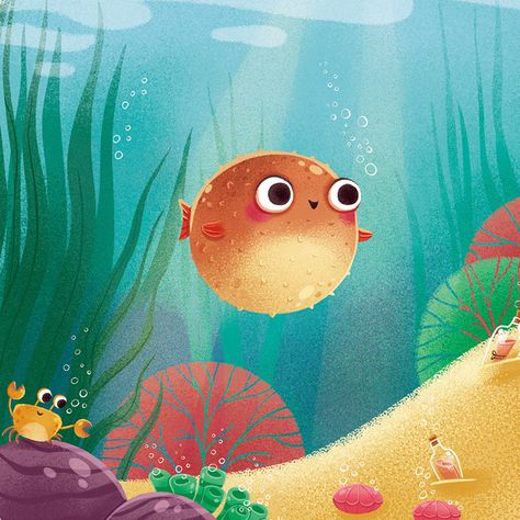 Cute Sea Creatures Illustration, Sketchy Illustration, Lemonade Illustration, Ocean Illustration, Illustration Art Kids, Creative Media, Underwater Fish, Underwater Art, Picture Books Illustration