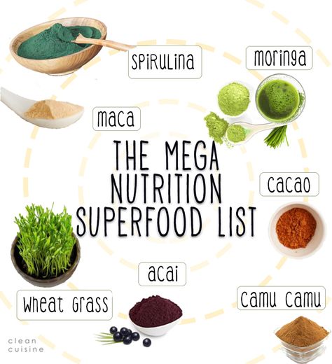 The Mega Nutrition Superfood List (and Smoothie Recipe!) Superfood List, Alkaline Herbs, Top Superfoods, Most Nutrient Dense Foods, Super Foods List, Keto Healthy, Healthy Superfoods, Healing Foods, Superfood Recipes