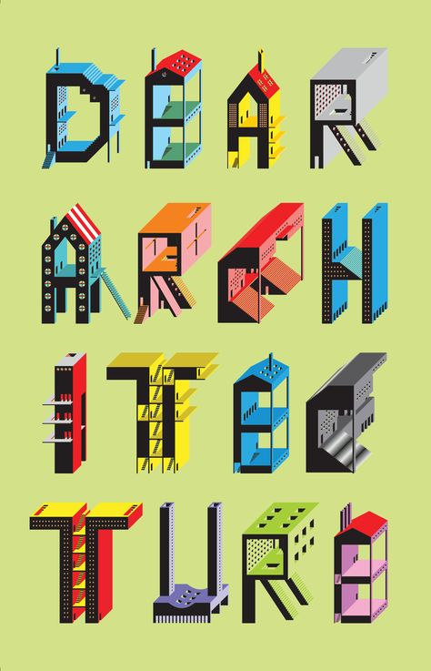 Dear Architecture: Letters on Love, Apologies and Gratuitous Selfies Architecture Letters, Architecture Lettering, Rationalism Architecture, Typography Architecture, Vintage Space Art, Architecture Posters, Form Architecture, Festival Branding, Digital Typography