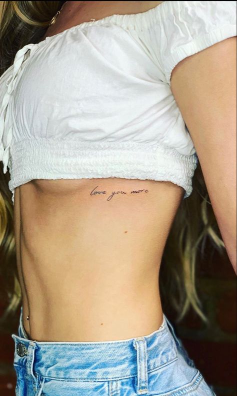 Rib Tattoos For Women Quotes, Small Side Tattoos, Side Body Tattoos, Rib Tattoo Quotes, Small Rib Tattoos, Side Tattoos Women, Tattoos On Side Ribs, Rib Tattoos For Women, Cursive Tattoos