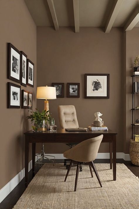 Step into a cozy tavern atmosphere with Tavern Taupe SW 7508 as the focal point. This warm wall paint color enhances gatherings with friends and family in 2024. Explore this inviting hue for a touch of elegance. #Ad #homedecor #homedesign #trendgirlApartment #Painthome #interiorarchitecture Wall Colors Green Room Colors
Bright Room office Colors
Apartment Renovation
Home office Remodeling
Modern Paint Colors
2024 Coffee Colored Walls, Brown Wall Office, Sw Dutch Cocoa, Dark Taupe Accent Wall, Taupe Home Office, Two Tone Office Walls, Brown Walls Office, Home Office Brown Walls, Brown Dining Room Walls