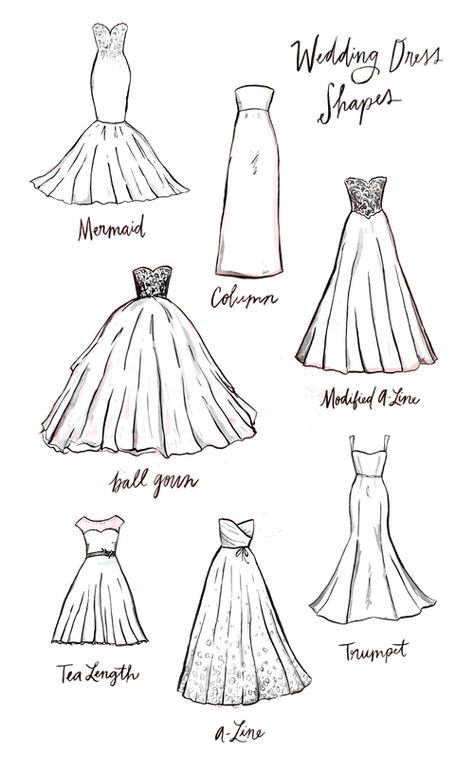 Dress Drawing Easy, Wedding Dress Shapes, Wedding Dress Drawings, Gown Drawing, Wedding Dress Sketches, Quince Dresses Red, Wedding Dress Silhouette, Fashion Drawing Sketches, Nature Fashion