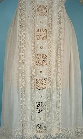 Fitted Vintage Crochet Dress With Lace Trim, Victorian Dress With Lace Trim In Vintage White, Cotton Victorian Dress With Lace Trim, Edwardian Gowns, Edwardian Insertion Lace Dress, Tea Gown, 1910s Fashion, Vintage White Crochet Lace Fabric, Lingerie Dress