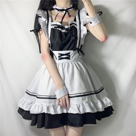 Maid Outfit Cosplay, Casual Kawaii, Douyin Fashion, Changbin Skz, Maid Outfit, Kawaii Fashion Outfits, Free Socks, Maid Dress, Apron Dress