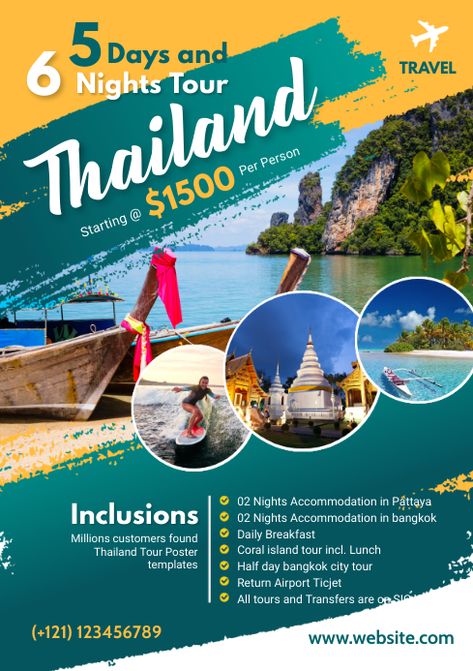 Customize 9,990+ Travel Poster Templates | PosterMyWall Travel Flyer Design, Thailand Instagram, Thailand Package, Travel Advertising Design, Travel Banner, Travel Brochure Design, Thailand Tour, Travel Flyer, Travel Advertising