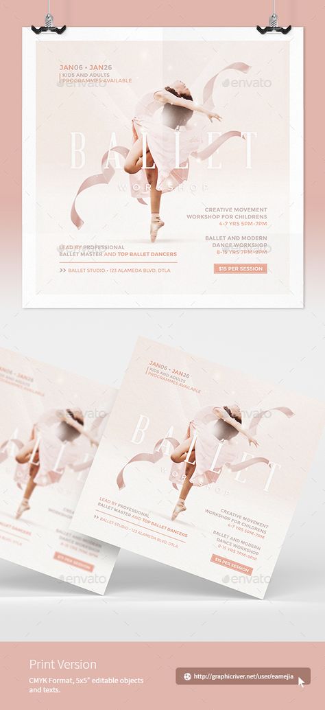 Ballet Flyer Design, Ballet Poster Aesthetic, Ballet Graphic Design, Duotone Brochure, Ballet Poster Design, Ballet Brochure, Ballet Magazine, Ballet Logo, Workshop Flyer