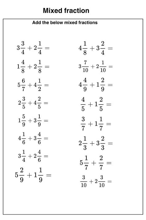 Mixed fraction Grade 7 Math Worksheets Fractions, Fractions Worksheets Class 6, Grade 6 Math Worksheets Fractions, Worksheet For Grade 5 Maths, Class 6 Maths Worksheet Fraction, Math Worksheet For Grade 5, Maths Fractions Worksheets, Grade 5 Math Worksheets Fractions, Addition Of Fractions Worksheet