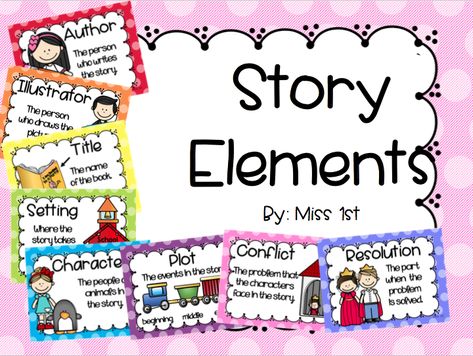 Story Elements Posters, Bookmarks To Print, Story Elements Worksheet, Literature Posters, Build A Story, Highlight Story, Story Retell, Cue Cards, Story Activities