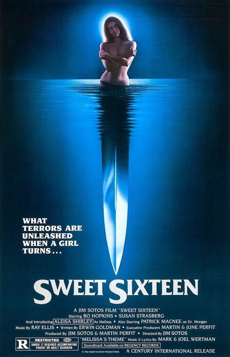 SWEET SIXTEEN 1983 Susan Strasberg, Patrick Macnee, Cinema Design, Slasher Film, Slasher Movies, Horror Posters, Retro Horror, Movie Covers, Horror Movie Art