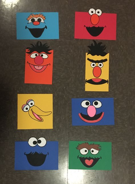 Minimalist Sesame Street door decs for my staff! 2018-2019 #ResLife #HallDirector #Rosita #Elmo #Ernie #Bert #BigBird #Grover #CookieMonster #OscarTheGrouch Door Decs, Ra Ideas, Sesame Street, Quick Saves