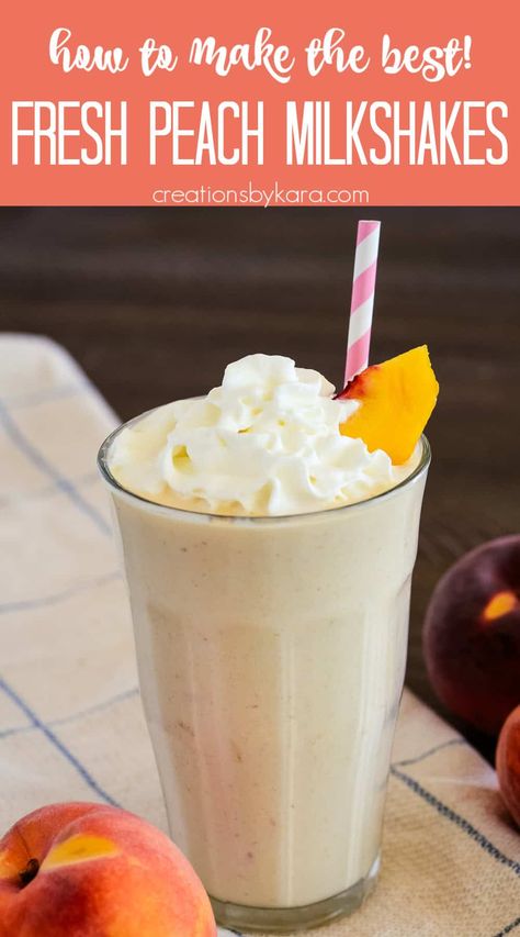 Peach Shake Recipe, Peach Slushies, Homemade Shakes, Milk Shake Recipes, Peach Milkshake Recipe, Satisfying Smoothies, Peach Shake, Ice Cream Shakes, Peach Milkshake