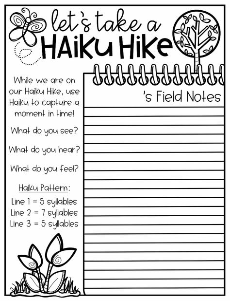 Take Your Students on a Haiku Hike | Upper Elementary Snapshots Teaching Poetry 2nd Grade, Haiku Poems For Kids, Poetry Worksheets, Haiku Poem, Haiku Poetry, Poetry Activities, Poetry Unit, Poetry For Kids, Teaching Poetry