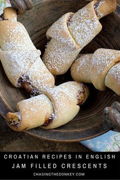 Croatian recipes: Kiflice bring back fond memories from my childhood. Mama would make them & my brother, and I would hoover them down instantly. Hanukkah Dessert Recipes, Croation Recipes, Hanukkah Desserts, Rugelach Recipe, Croatian Cuisine, Macedonian Food, Serbian Recipes, Croatian Recipes, English Food