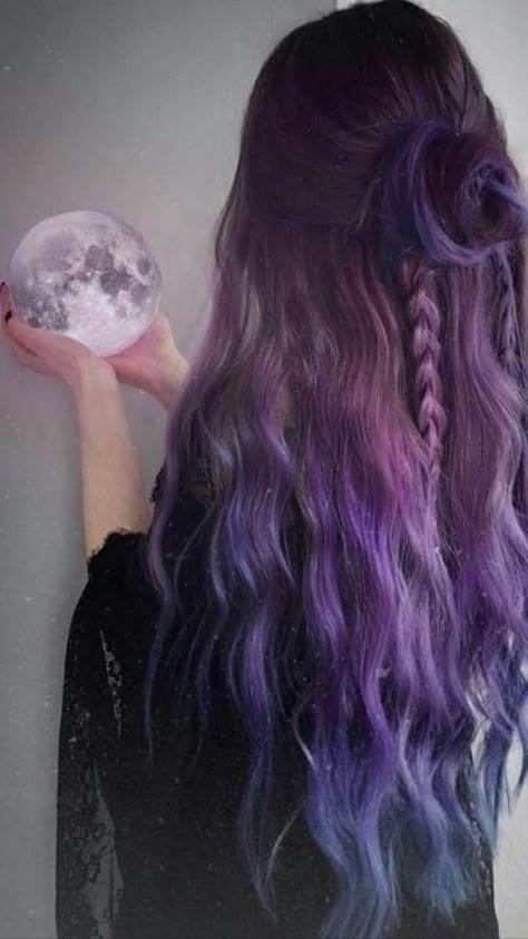 Green Hair Color Ideas, Galaxy Hair Color, Green Hair Color, Rock Your Locks, Witchy Hair, Girl With Purple Hair, Fantasy Hair Color, Witch Hair, Galaxy Hair