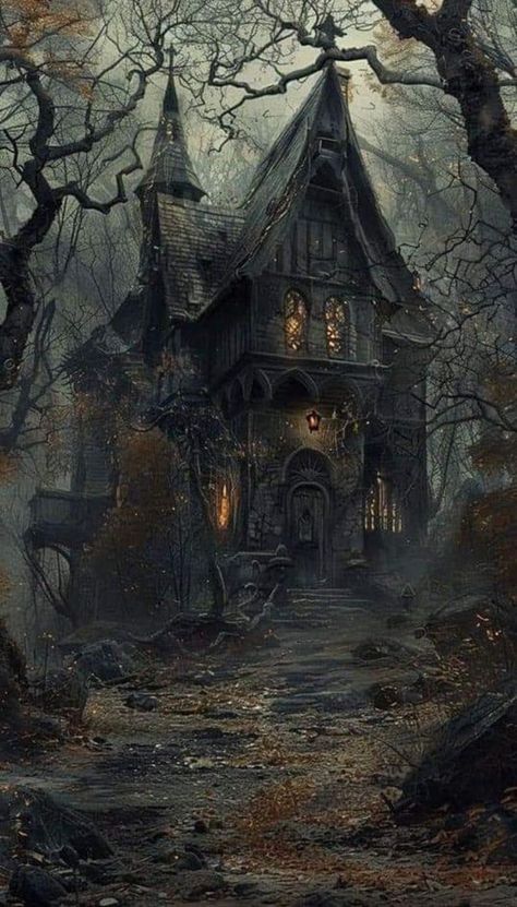 Grimm Fairytale Aesthetic, Hunted House Ideas Scary, Grimm Aesthetic, Dark Fairytale Aesthetic, Haunted House Pictures, Feeling Uneasy, Fantasy Cottage, Scary Houses, Halloween Wallpaper Backgrounds