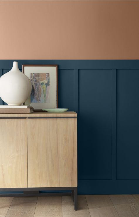 Color of the Month: Nocturne Blue - Colorfully BEHR Behr Nocturne Blue, Behr Blue Paint, Behr Blue Paint Colors, Dark Blue Dining Room, Behr Blue, Looking Up At The Stars, Blue Wall Colors, Nursery Accent Wall, Dark Blue Paint