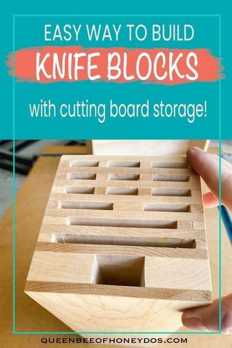 Create a wooden ladder from scrap wood for use in storage or as a decorative item. Knife Block Diy, Drawer Diy, Knife Drawer, Knife Blocks, Set Video, Diy Knife, Woodworking Shop Projects, Board Storage, Diy Drawers