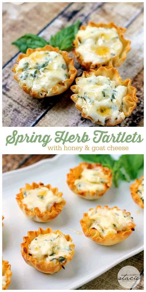 Spring Appetizers, Phyllo Pastry, Party Food Appetizers, Best Appetizers, Yummy Appetizers, Appetizers For Party, Appetizers Easy, Goat Cheese, Clean Eating Snacks