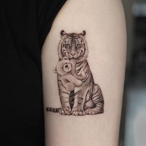 Tiger And Bear Tattoo, Fierce Tiger Tattoo, Small Tiger Tattoo Men, Lion And Tiger Tattoo, Delicate Tiger Tattoo, Baby Tiger Tattoo, Floral Tiger Tattoo, Minimalist Tiger Tattoo, Tiger Tatoos