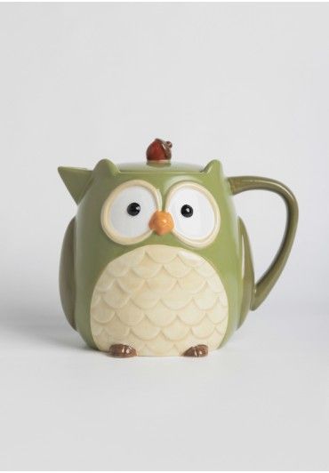 Oliver Ceramic Owl Teapot | Modern Vintage New Arrivals | Ruche Owl Teapot, Cute Home Office, Teapot Cookies, Vintage Home Office, Novelty Teapots, Cute Teapot, Teapots Unique, Vintage Inspired Clothing, Office Decorations