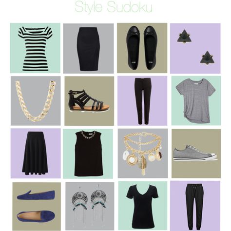 Style Sudoku 16 items Chose Outfit, Tic Tac Toe, Packing Light, Capsule Wardrobe, Perfect Clothing, Streetwear Brands, Independent Design, Luxury Fashion, Wardrobe