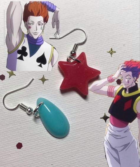 Anime Earrings Clay, Hunter X Hunter Hisoka Tattoo, Diy Anime Accessories, Anime Accessories Jewelry, Anime Clay Ideas, Hisoka Tattoo, Hunter X Hunter Hisoka, Anime Diys, Anime Diy