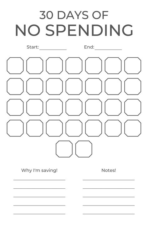 WHAT YOU GET: -7 different one page no spend challenge tracker printables (8.5 x 11) -> reprint as much as you want! These no spend challenge printable are great to track your daily progress towards your money savings goals during your no spend challenge! With this one purchase you will get ALL seven versions of this printable! MESSAGE FROM SOFI: Thank you for supporting my small business! Please sent me an email if you are unsatisfied with your product. Additionally check out my blog, Saving wi No Spend Challenge Printable, No Spend, No Spend Challenge, Challenge Tracker, Daily Progress, Savings Goals, Money Saving Techniques, Finance Goals, Spending Tracker