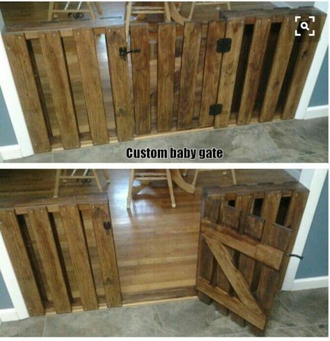 Baby gate made out of pallets Custom Baby Gates, Organize House, Diy Baby Gate, Baby Gate, Diy Bebe, Baby Gates, Into The Wood, Dog Gate, Pallet Crafts